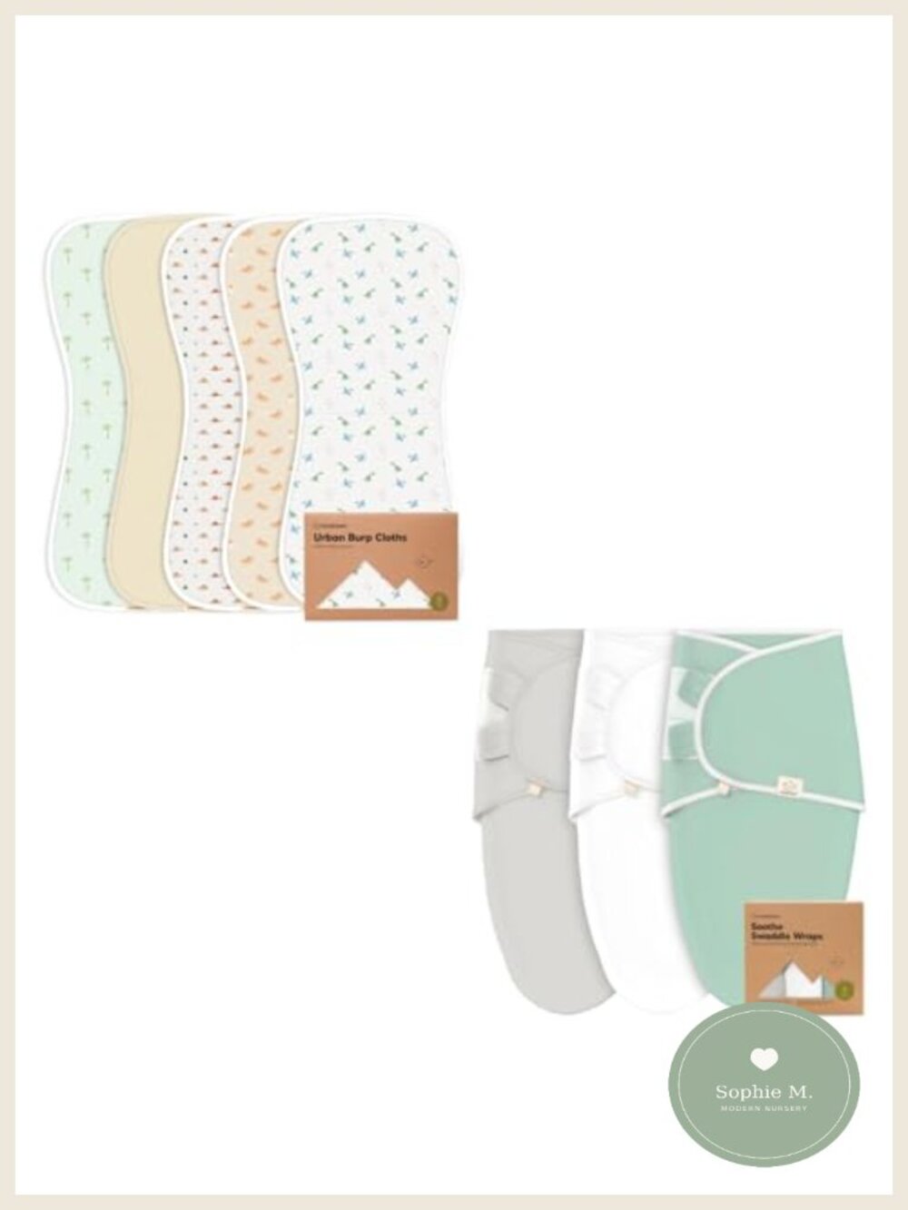 5-Pack Cotton Burp Cloths & 3-Pack Swaddle Sleep Sacks Ultra Absorbent